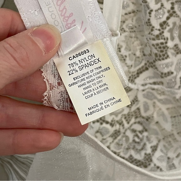 Kissable by Coquette White Angel Chemise Slip w/ Fur Feather Trim Lace One Size - Picture 13 of 13